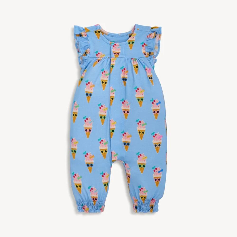 Magnetic Me Melt Gala Flutter Sleeve Romper Girls Ice Cream One Piece 0-3M
